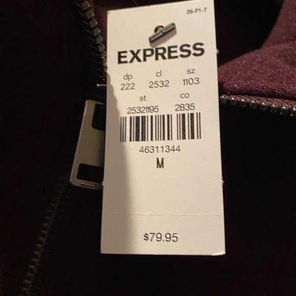 Express Men’s Maroon Fleece Quarter Zip Jacket NWT - Picture 3 of 7